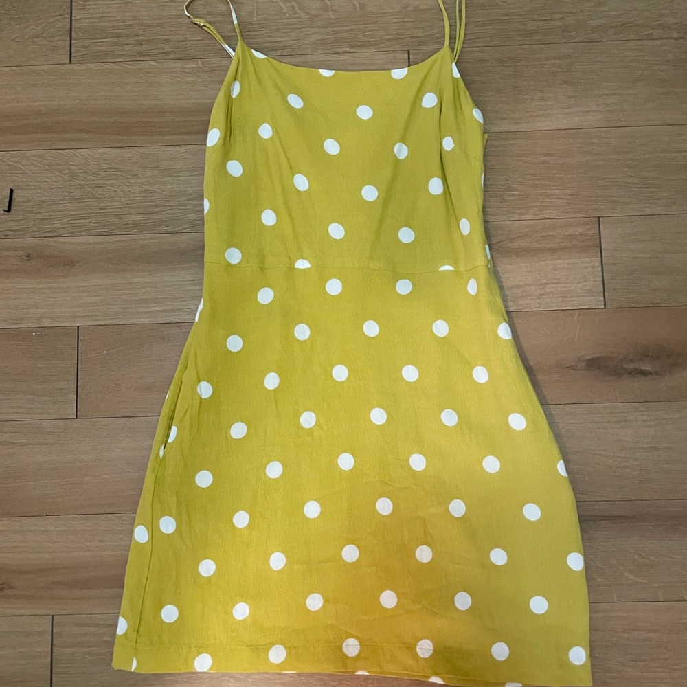 yellow polka dot mini dress